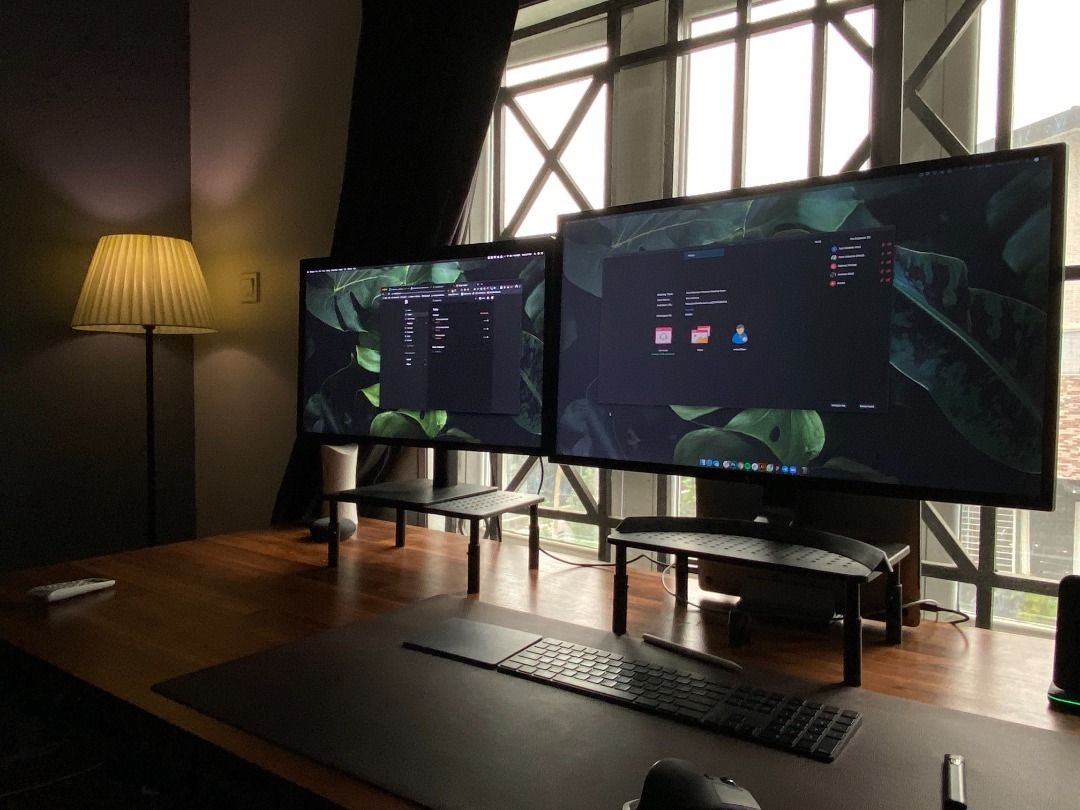 Image shows two large monitors in Ted's home