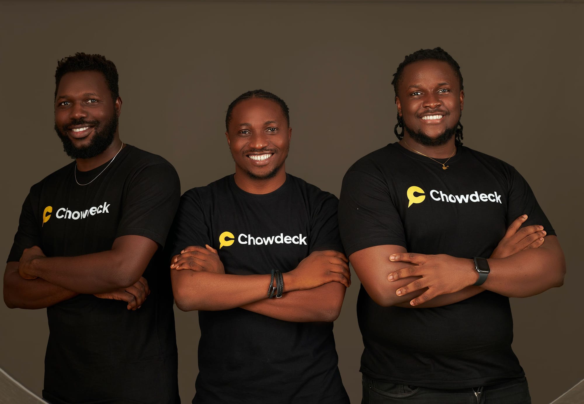 Chowdeck co-founders: Olumide Ojo (CTO), Lanre Yusuf (COO) and Femi Aluko (CEO)