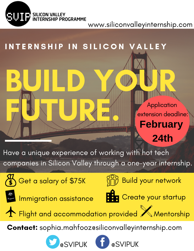 Application for Silicon Valley Internship Programme closes on February 24